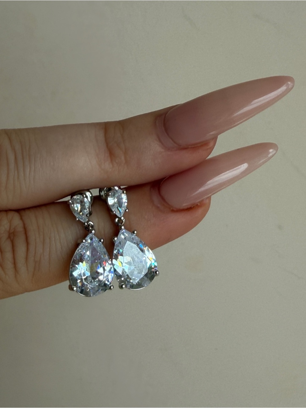 Teardrop Diamond Earrings - Picture 4 of 4
